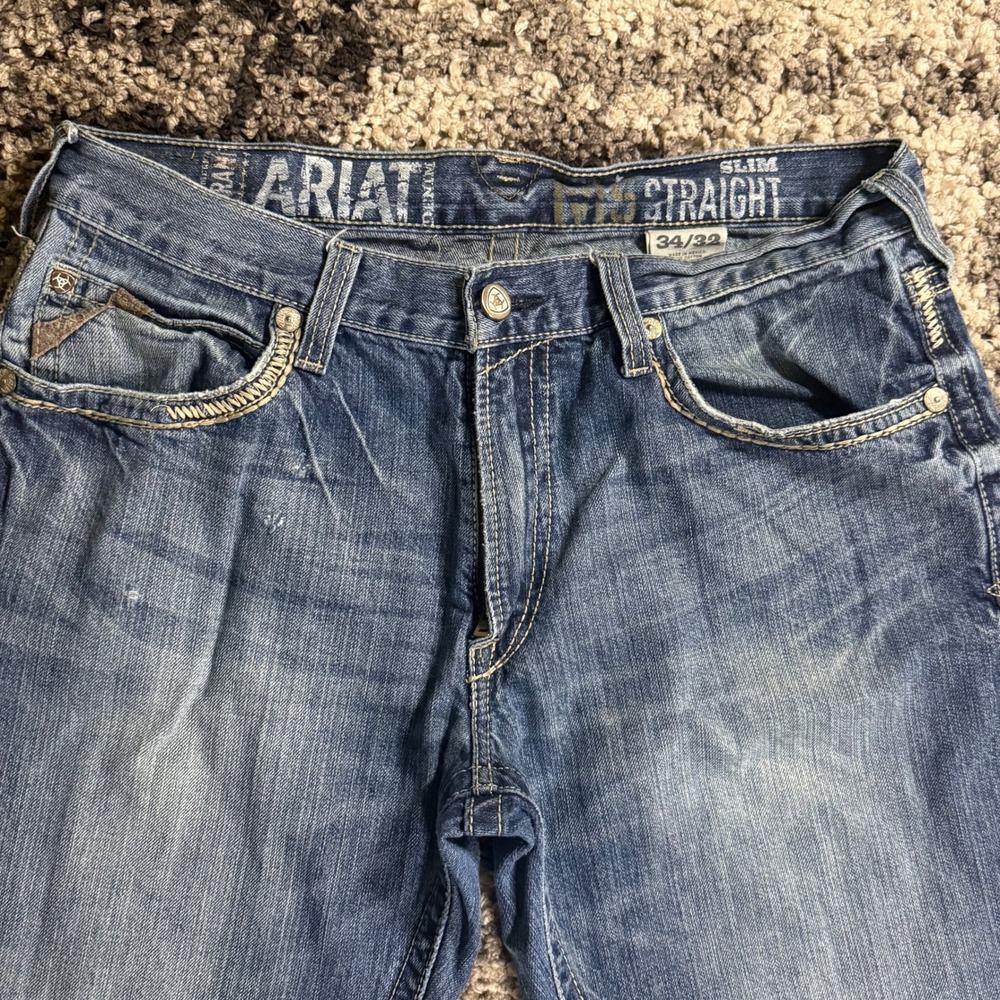Ariat M5 Mens Slim Straight Leg Jeans Blue Denim 34x32 Medium Wash Low Rise